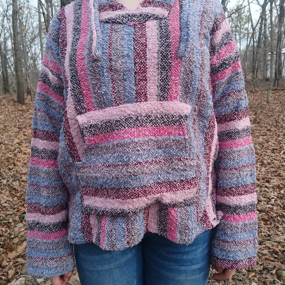 Baja Hoodie Women's M, Utility Jacket, Hippie Striped Soft And Flexible